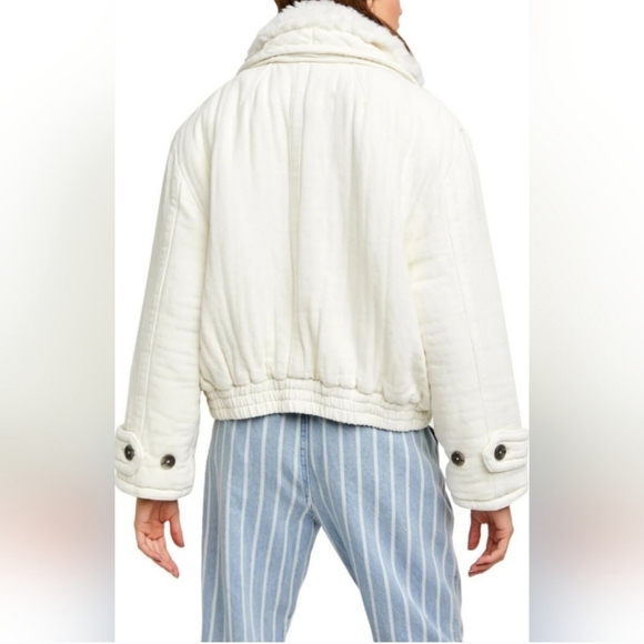 Free People Georgia Borg Bomber Jacket With Removable Faux Fur Collar - Picture 2 of 8